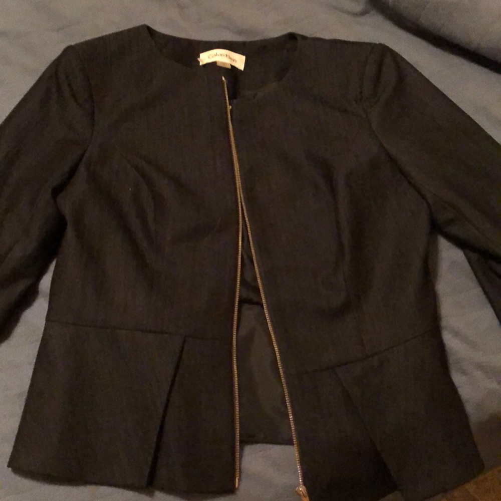 Calvin Klein dark gray business feminine blazer